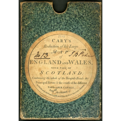 867 - JOHN CARY'S LARGE SECTIONALISED BOXED HAND-COLOURED MAP OF ENGLISH/WELSH ROADS, ETC.; 1828 Edition o... 