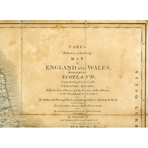 867 - JOHN CARY'S LARGE SECTIONALISED BOXED HAND-COLOURED MAP OF ENGLISH/WELSH ROADS, ETC.; 1828 Edition o... 