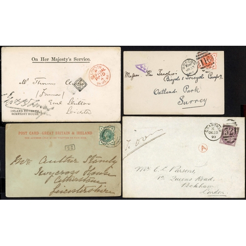 872 - INSTRUCTIONAL & INSPECTORS' MARKS ETC: 1881-1902 group inc 1902 PPC Brighton to Atherstone with smal... 