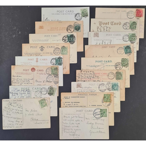 876 - DUPLEX & RUBBER/SKELETON CANCELLATIONS, MAINLY ON PPCs: A small box containing a range of early 1900... 