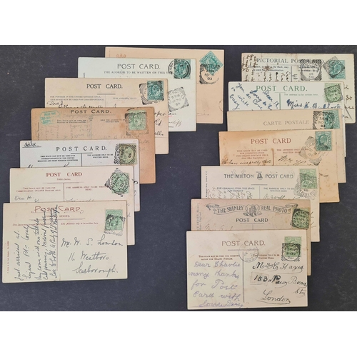 879 - SQUARED CIRCLE CANCELLATIONS, MAINLY ON PPCs: A small box containing a range of 1901-1910 squared ci... 