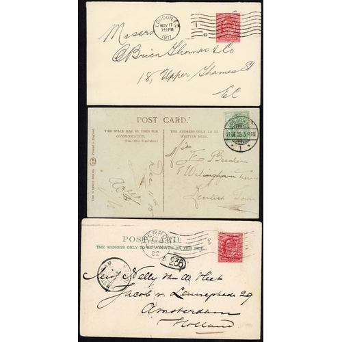 883 - KEVII & KGV LONDON & LIVERPOOL MACHINE CANCEL: 1902-13 selection inc 1902 ½d PC to Manchester with v... 