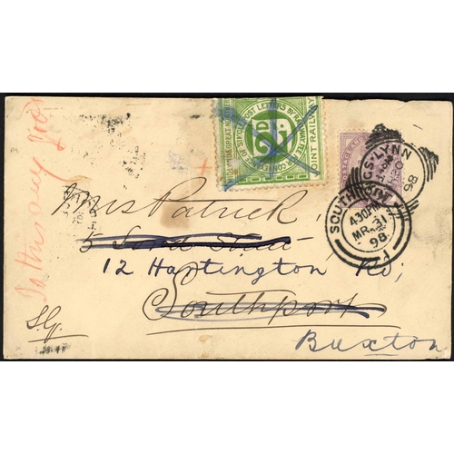 896 - MIDLAND & GREAT NORTHERN JOINT RAILWAY: 1898 commercially used cover with 2d green M&GNJR letter sta... 