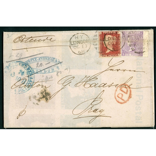 897 - ANTI-CORN LAWS LABEL, QV FRANKINGS & HIGH VALUE COMBINATIONS: 1842-1872 group of 3d (2), 6d (2) & 1/... 