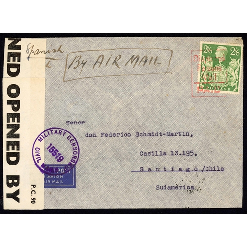 904 - CHILE - RARE DISPLACED PERSONS COVER: 19 June 1945 censored env. from Camp A, DP assembly centre Mee... 