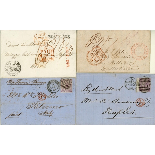 906 - EUROPE - PRESTAMP/QV-STAMPED MAIL TO COUNTRIES INC. TURKEY, ROME, PORTUGAL, DENMARK, ITALY, ETC.: 18... 