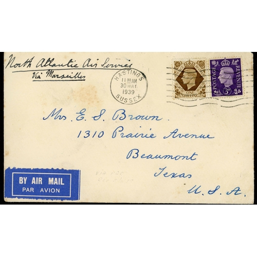 913 - TO USA - RATES & FRANKINGS STUDY: 1937-53 group with unusual frankings for commercial mail inc. 30 M... 