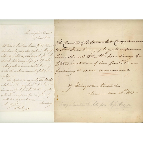 937 - ROYALTY & V.I.P.s - AUTOGRAPHS & ABUSE OF FRANKING PRIVILEGE  - SON & NIECE OF GEORGE III, ETC.; 181... 