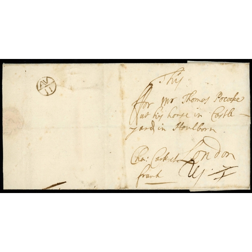 940 - EARLY LONDON FREE MAIL - PRIOR TO THE 1764 HANDSTAMPS: 1690-1764 group also displaying a variety of ... 