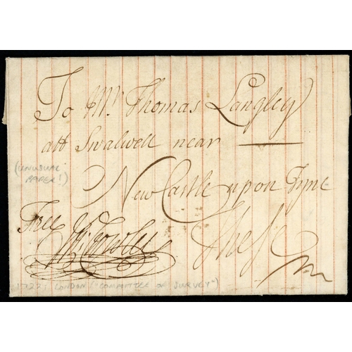 940 - EARLY LONDON FREE MAIL - PRIOR TO THE 1764 HANDSTAMPS: 1690-1764 group also displaying a variety of ... 