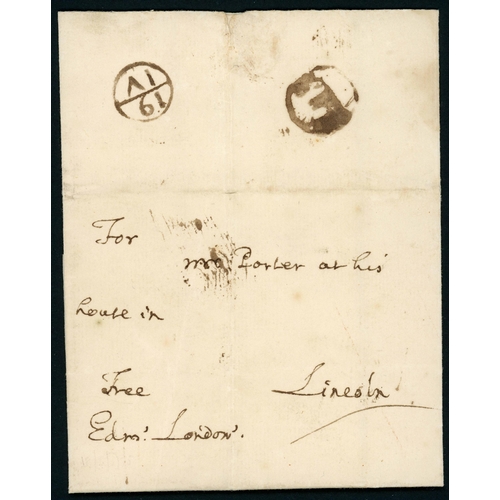 940 - EARLY LONDON FREE MAIL - PRIOR TO THE 1764 HANDSTAMPS: 1690-1764 group also displaying a variety of ... 