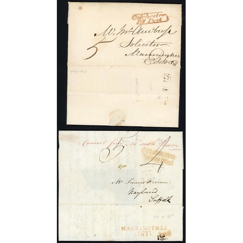 1249 - COLCHESTER BY-POSTS COLLECTION: 1818-38 group of E/ELs inc. 30 Dec. 1836 EL to Norwich ex Assington ... 