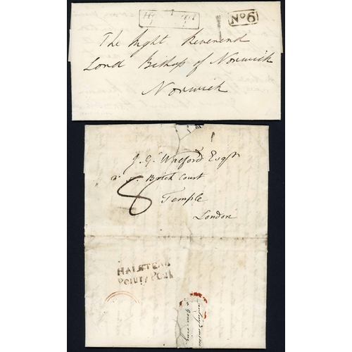 1251 - MISCELLANY: 1822-1837 group of ELs/fronts inc. 26 Sep. 1822(?) EL to Norwich ex Stoke by Clare cance... 