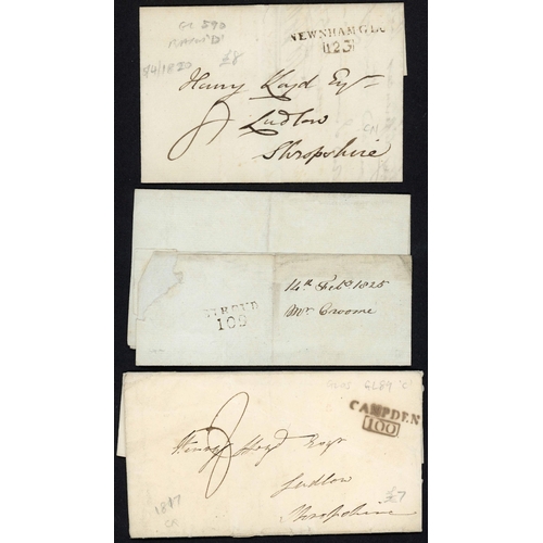 1253 - 1817-c.1920: Selection with 1817 EL to Ludlow with v. fine CAMPDEN / 100 hs (GL89); 1820 EL to Ludlo... 