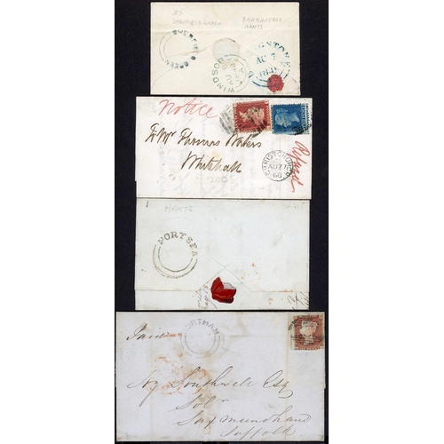 1255 - POST c.1840 MAILS: c.1840-c.1980 collection with 1841 EL to Portsmouth with light red Havant / Penny... 