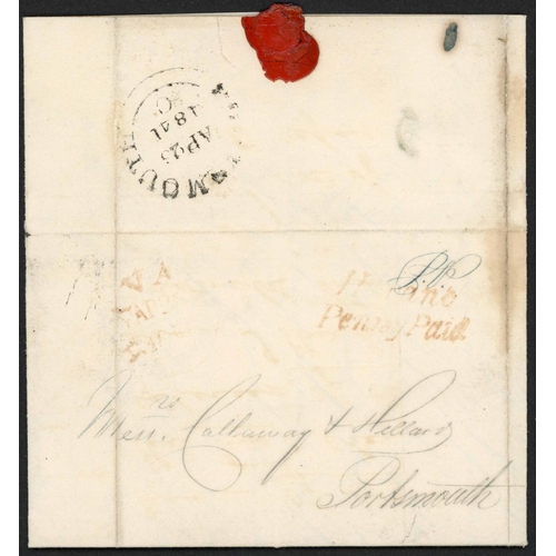 1255 - POST c.1840 MAILS: c.1840-c.1980 collection with 1841 EL to Portsmouth with light red Havant / Penny... 