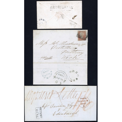 1329 - LATER QV HIGHLANDS MIX: A box-file containing a written-up 1841-92 set of Es, ELs & envs. inc. 1846 ... 