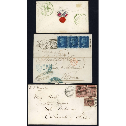 870 - QV MIX INC. CRIMEAN WAR PATRIOTIC 'FLAGS' ENV., 6d ON AZURE USED IN GB & GROUP OF OVERSEAS MAIL: 188... 