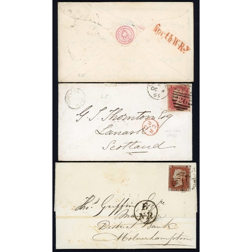 895 - 1847-c.1940: Selection inc 1853 1d pink P. Stat. env. Bushey to Belgravia with fine red 