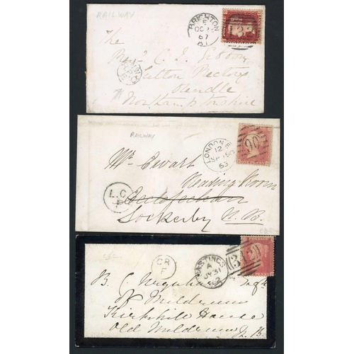 895 - 1847-c.1940: Selection inc 1853 1d pink P. Stat. env. Bushey to Belgravia with fine red 