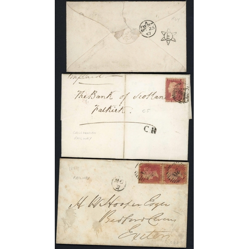 895 - 1847-c.1940: Selection inc 1853 1d pink P. Stat. env. Bushey to Belgravia with fine red 