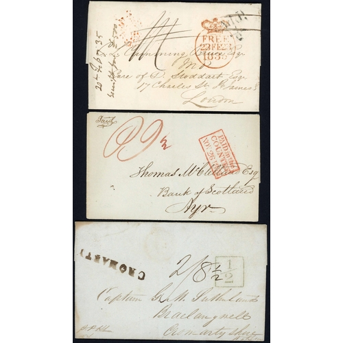 1342 - ADDITIONAL ½d MAIL TAX MARKINGS INC. GREEN FALMOUTH, STRUCK IN ERROR (3), LONDON TYPES, M/S RATES, E... 