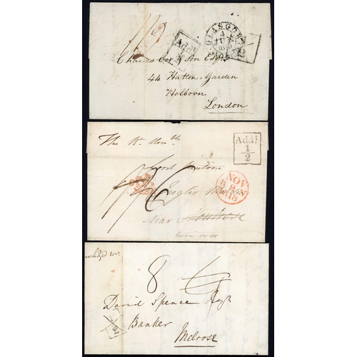 1342 - ADDITIONAL ½d MAIL TAX MARKINGS INC. GREEN FALMOUTH, STRUCK IN ERROR (3), LONDON TYPES, M/S RATES, E... 