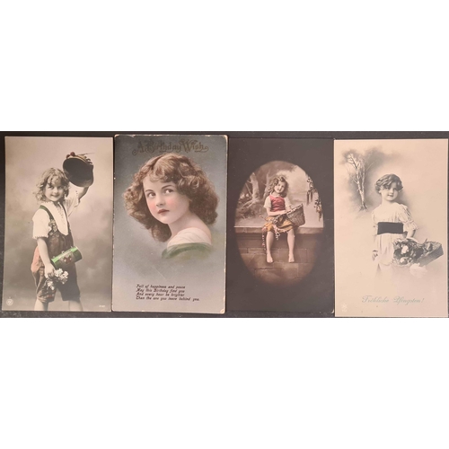 265 - EDWARDIAN GIRLS & WOMEN: A carton containing three albums housing a wide variety of predominantly Br... 