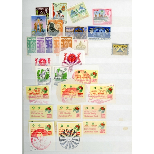 92 - SCOUTS ON STAMPS: An unfinished display collection divided into pages with country headings in plast... 