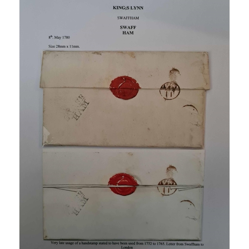 1269 - KING'S LYNN - VILLAGES - SWAFFHAM; 1736-2000 3 Red binders with written up collection of pre-stamp &... 