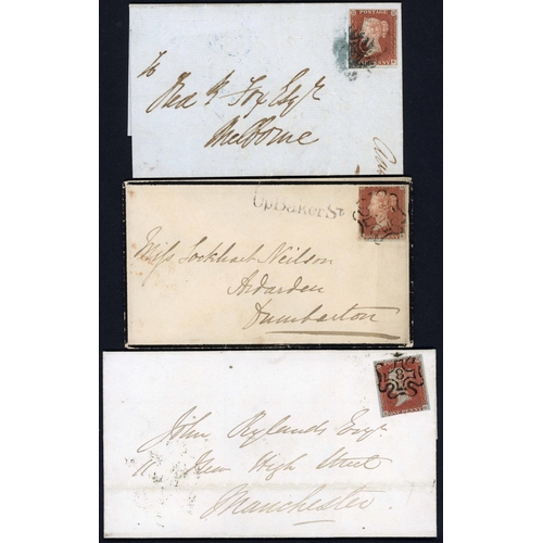 881 - GROUP OF COVERS INC. DERBY BLUE MX: Group of 4 covers, each franked with imperf. 1d red with numeral... 