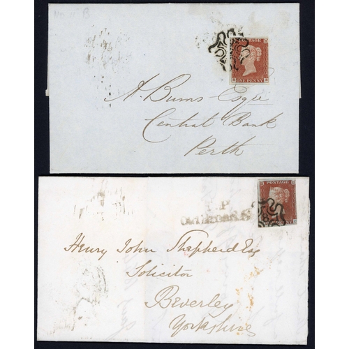 881 - GROUP OF COVERS INC. DERBY BLUE MX: Group of 4 covers, each franked with imperf. 1d red with numeral... 