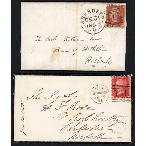 1350 - SCOTS EXPERIMENTAL DUPLEXES: 1856-72 cover group (all franked 1d red Brunswick stars) + ½d P. Stat. ... 