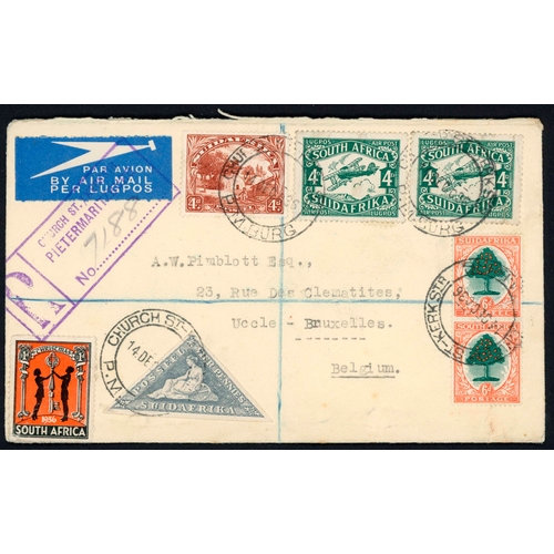 684 - 1925-39 GROUP OF FOUR FLOWN COVERS inc. 1932 illustrated First Flight env. ex Cape Town to New York ... 