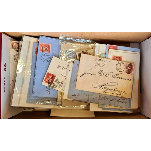 1221 - QUEEN VICTORIA POSTAL HISTORY ACCUMULATION housed in a shoebox with a mixture of entires, covers & c... 