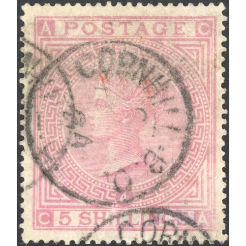 1867-83 5/- ROSE PLATE 4: Fine used with Cornhill cds. White paper. SG ...