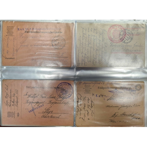 123 - AUSTRO-HUNGARIAN FELDPOST, 1914-18: Large yellow binder with an accumulation/collection of Feldpost ... 