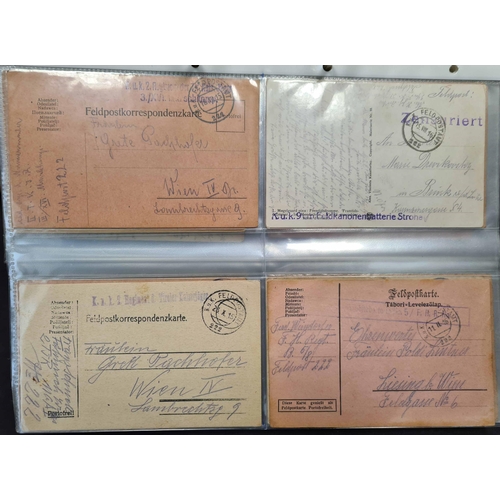 123 - AUSTRO-HUNGARIAN FELDPOST, 1914-18: Large yellow binder with an accumulation/collection of Feldpost ... 