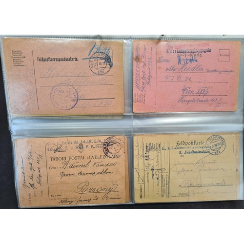 123 - AUSTRO-HUNGARIAN FELDPOST, 1914-18: Large yellow binder with an accumulation/collection of Feldpost ... 