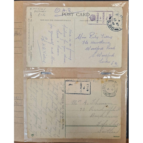 124 - WWI FPO MAIL: Photo album housing collection of cards & covers from various location, Western Front,... 