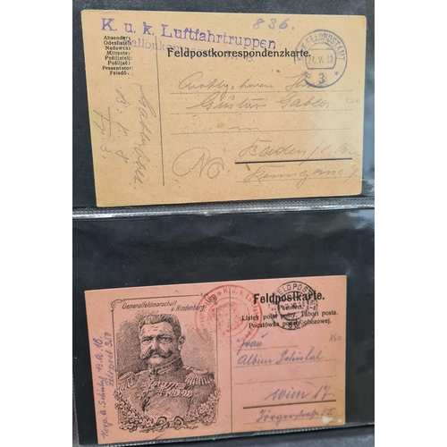 126 - WWI AUSTRO-HUNGARIAN AIR FORCE FELDPOST, ETC.: Binder housing a collection of Air Force/ Balloon  re... 