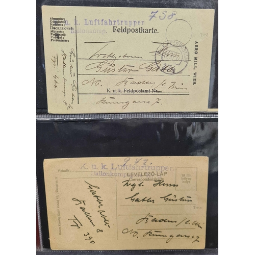 126 - WWI AUSTRO-HUNGARIAN AIR FORCE FELDPOST, ETC.: Binder housing a collection of Air Force/ Balloon  re... 