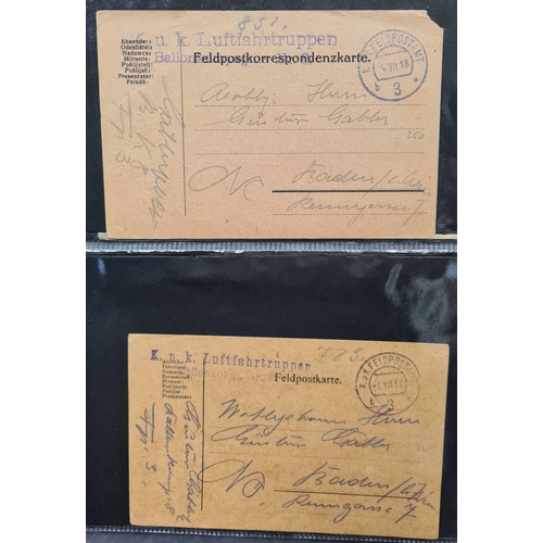 126 - WWI AUSTRO-HUNGARIAN AIR FORCE FELDPOST, ETC.: Binder housing a collection of Air Force/ Balloon  re... 