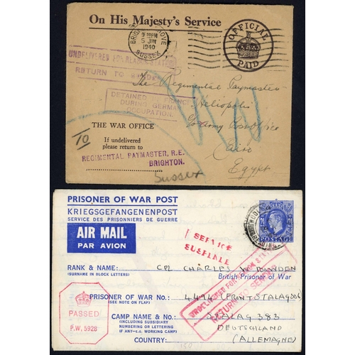 137 - WWII SUSPENDED SERVICES: 1939-45 selection of covers all ex GB inc. 7 Jan. 1941 env. to Yugoslavia, ... 