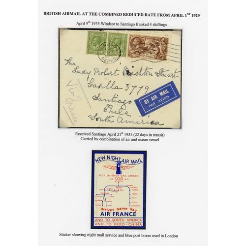 163 - 1935/36 GROUP OF COMBINED AIR/SEA MAILINGS TO S. AMERICA: Includes 9 Apr. 1935 env from Windsor to S... 