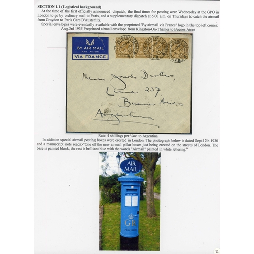 163 - 1935/36 GROUP OF COMBINED AIR/SEA MAILINGS TO S. AMERICA: Includes 9 Apr. 1935 env from Windsor to S... 