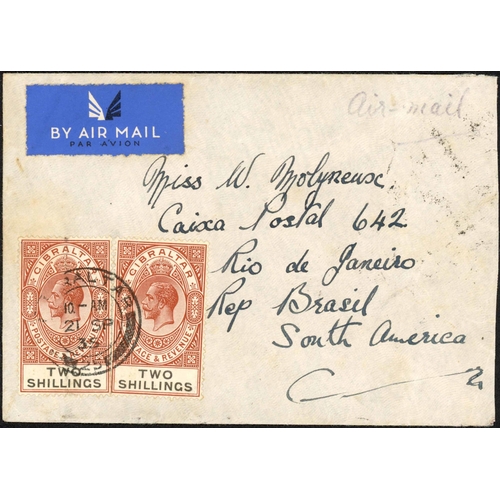 167 - 21 SEP. 1935 GIBRALTAR TO BRAZIL COVER FRANKED 4/-: Rated 3/6d plus 6d from Gibraltar to Casablanca.... 