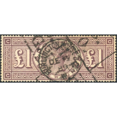 1884 £1 THREE IMPERIAL CROWNS WATERMARK: £1 brown-lilac CC with part ...