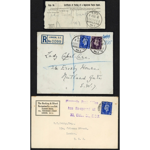 127 - U.K. WWII BLITZ & ENEMY ACTION MAILS: 1940-43 with 2 Nov. 1940 env. Epsom to Kennington with on the ... 