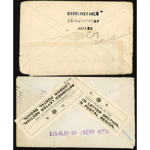 127 - U.K. WWII BLITZ & ENEMY ACTION MAILS: 1940-43 with 2 Nov. 1940 env. Epsom to Kennington with on the ... 